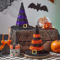 Purple or Orange Tinsel Witch's Hat Decoration