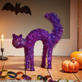 Purple Scaredy Tinsel Cat Halloween Decoration
