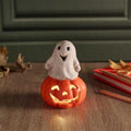 Light Up LED Ghost on Pumpkin Spooky-Kin Ornament