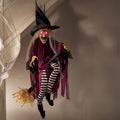 Animated Cackling Broom Witch - 90cm