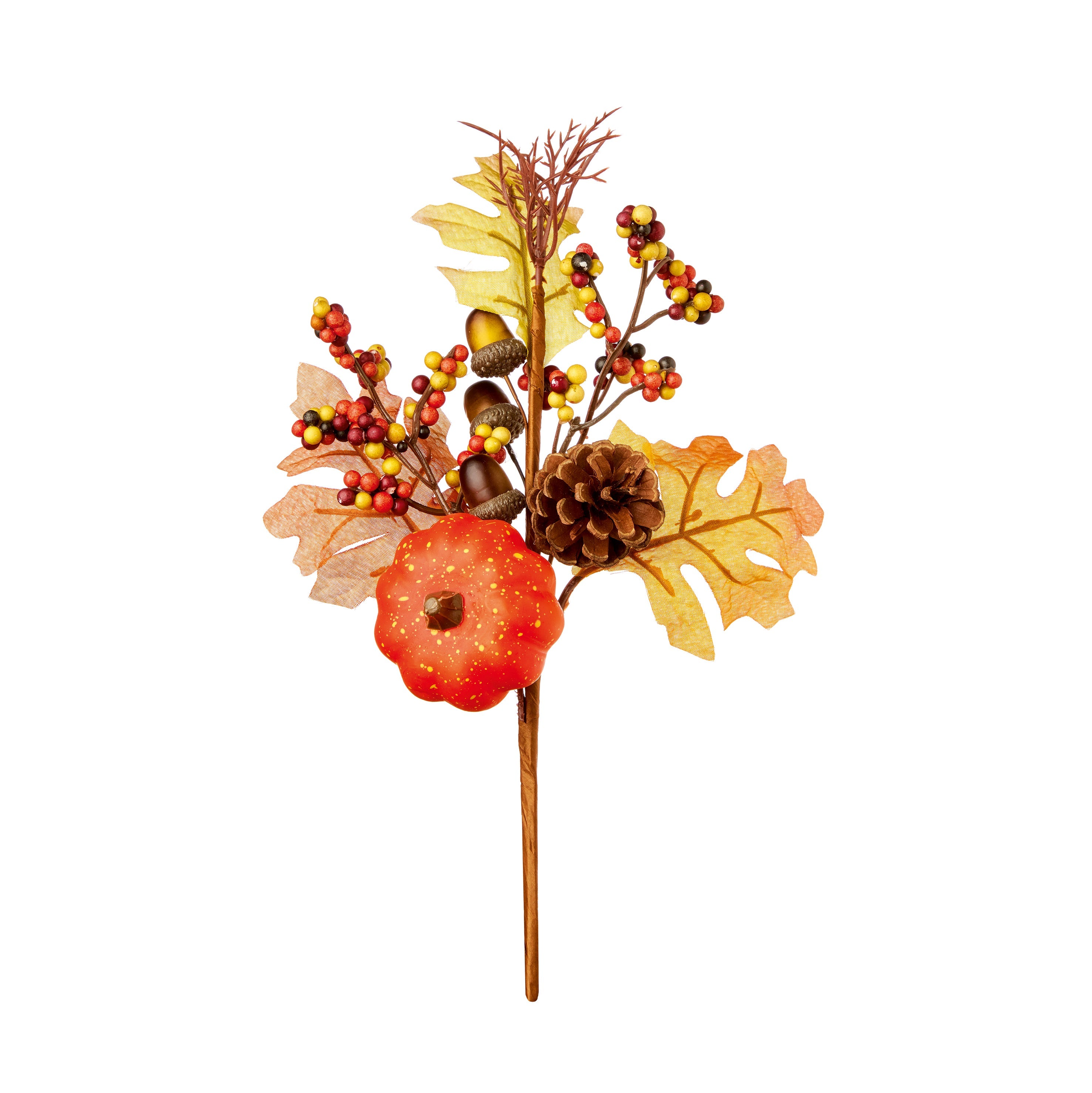 Autumn Oak Leaf Acorn, Pinecone & Pumpkin Pick - 29cm