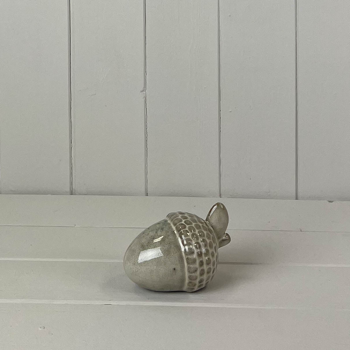 Beige Mottle Ceramic Acorn Ornament - 7cm
