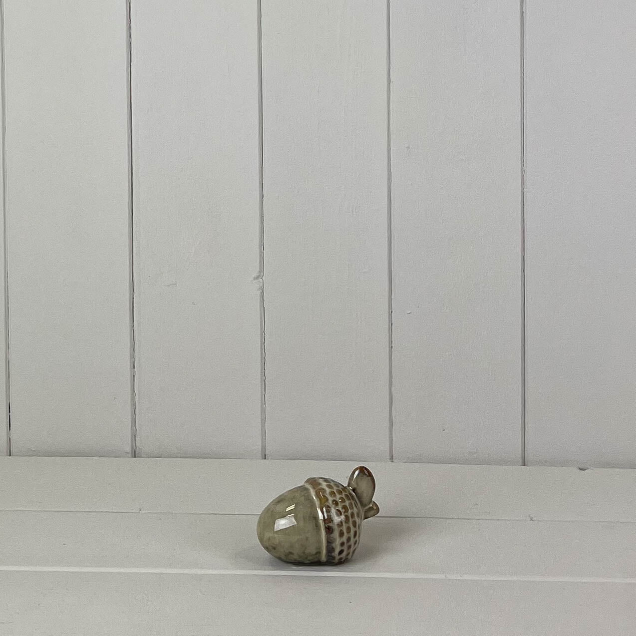 Beige Mottle Ceramic Acorn Ornament - 5cm