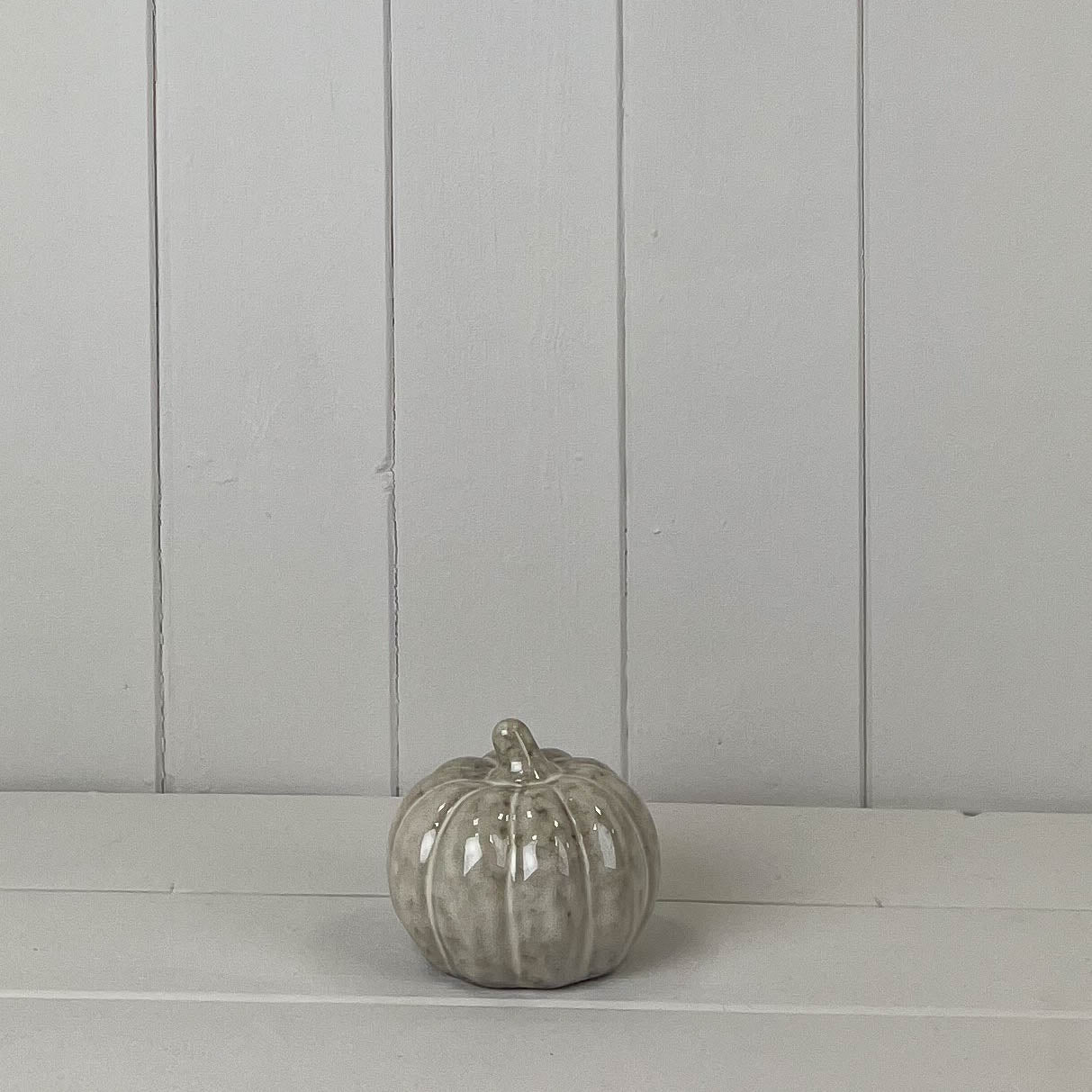 Halloween Beige Mottle Ceramic Pumpkin Decoration - 7.5cm