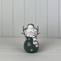 Dark Green and White Ceramic Snowman Decoration - 16.5cm