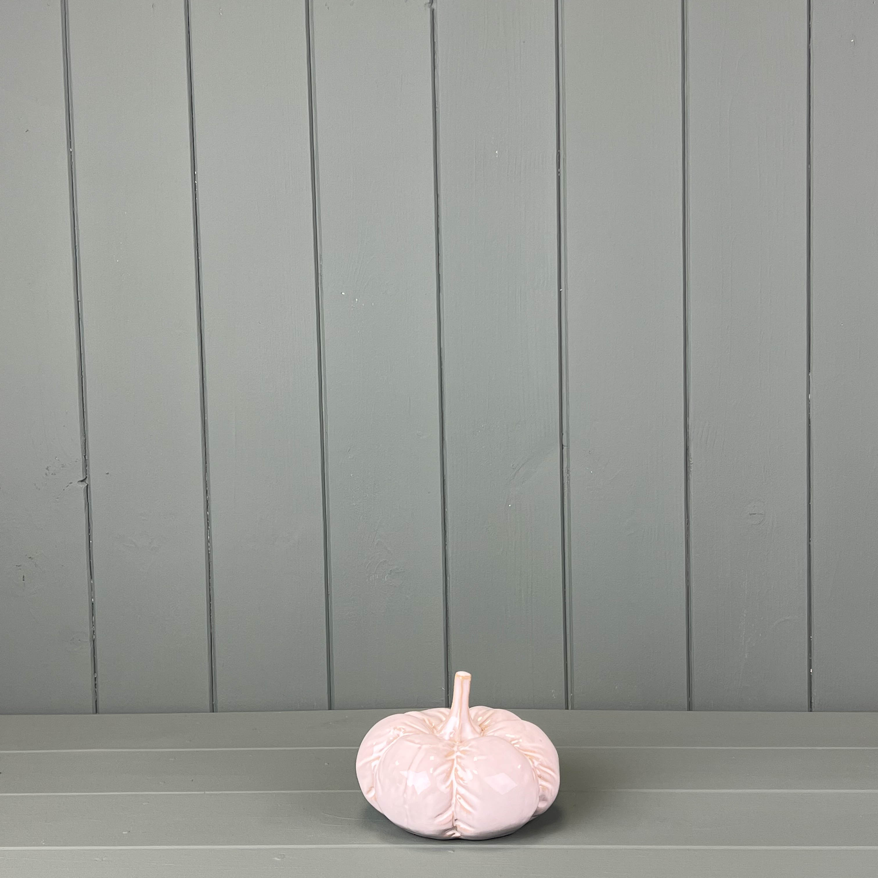 Glazed Ceramic Pumpkin with Textured Detail Decoration - 8.5cm
