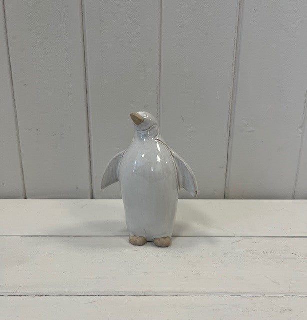 Medium Stone Glazed Ceramic Penguin Ornament