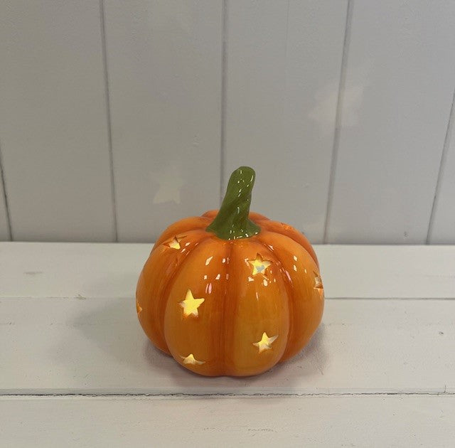 Orange Ceramic Pumpkin with LED