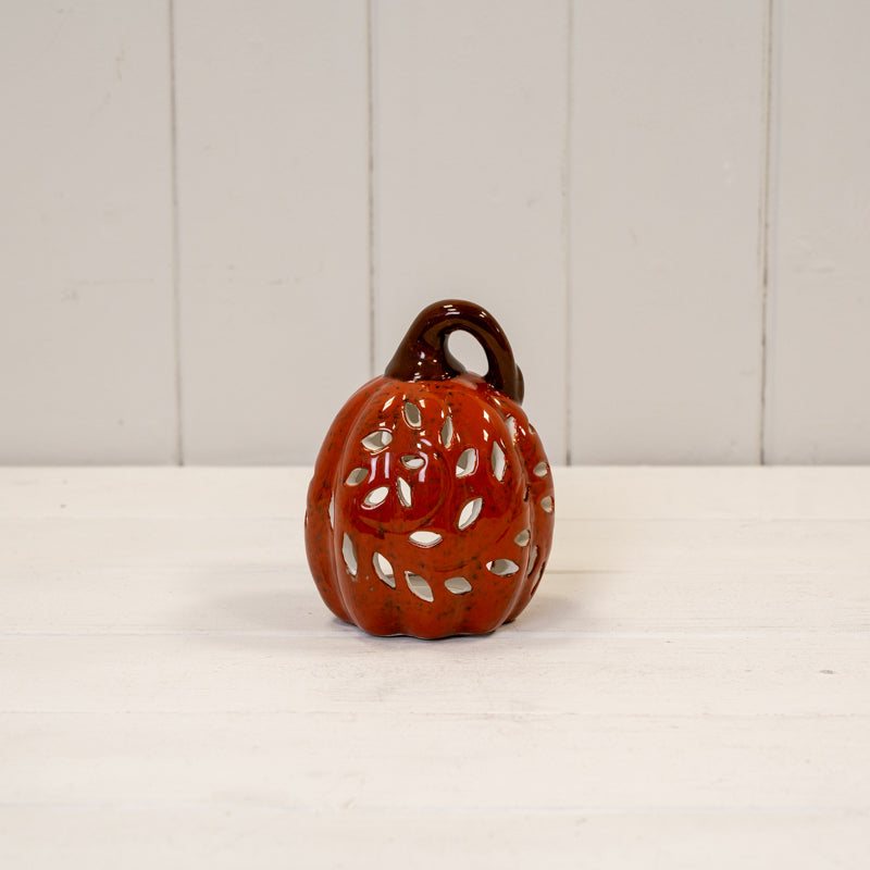 Orange Ceramic Pumpkin Tea Light