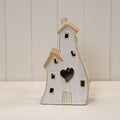 Large Stone Glazed Ceramic Twin House Ornament