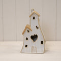 Large Stone Glazed Ceramic Twin House Ornament