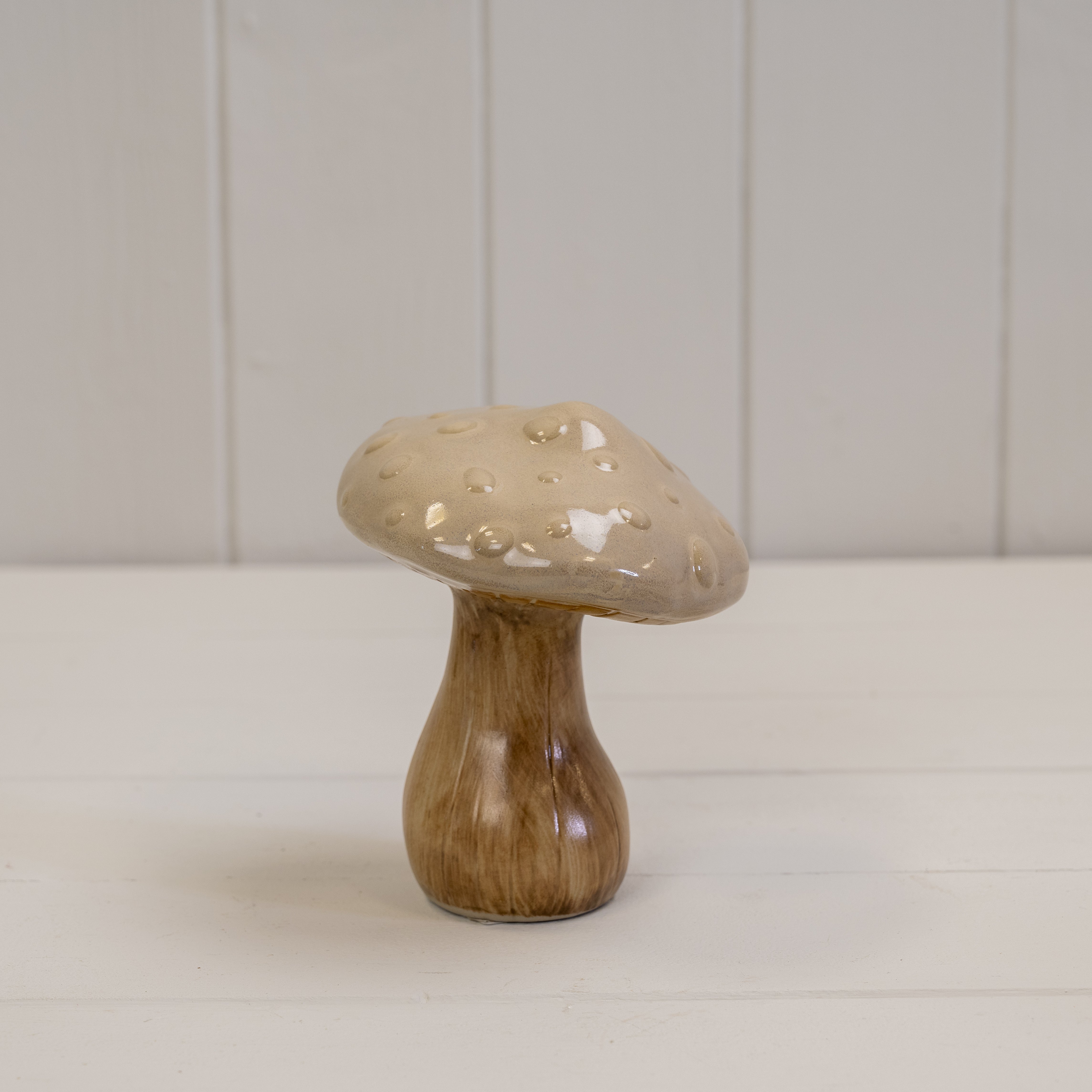 Beige Ceramic Mushroom Decoration - 11.7cm