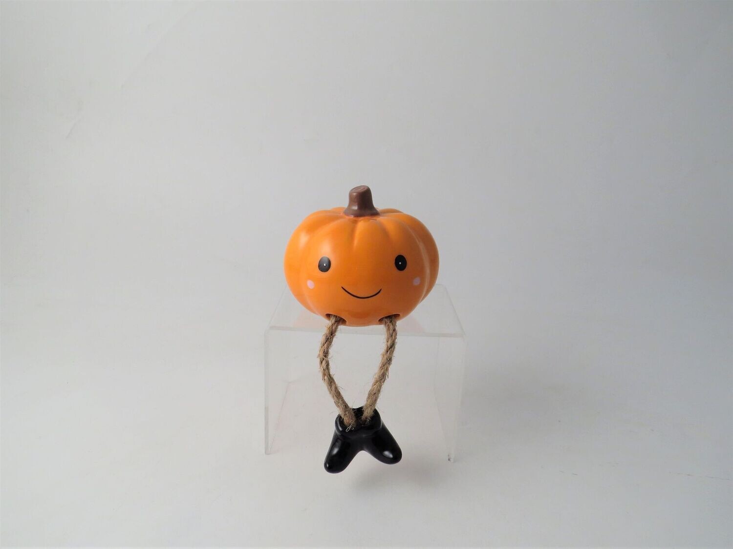 Halloween Ceramic Pumpkin with Long Legs & Smiley Face