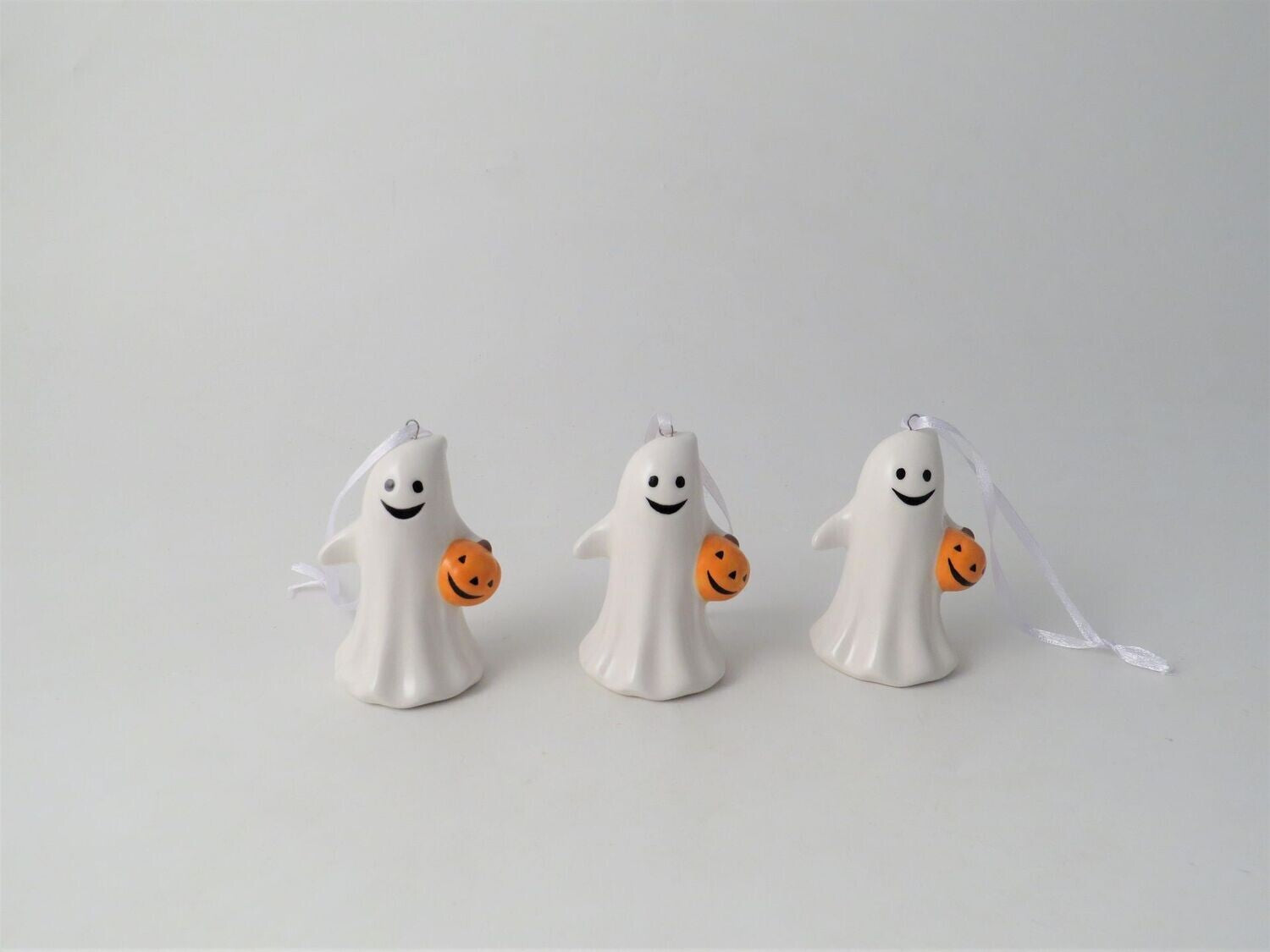Halloween Ceramic Ghost with Pumpkin Tree Decoration