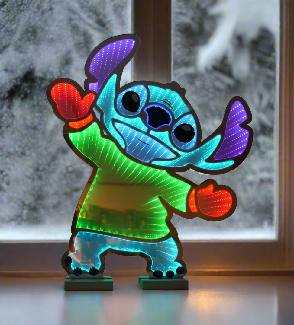 Disney Christmas Dancing Stitch Infinity Mirror Light 75cm