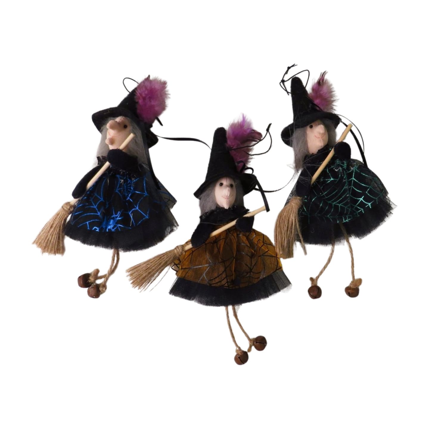 Traditional Halloween Hanging Witch with Broom - 23cm