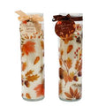 Printed Leaves Autumnal Glass Tube Candle