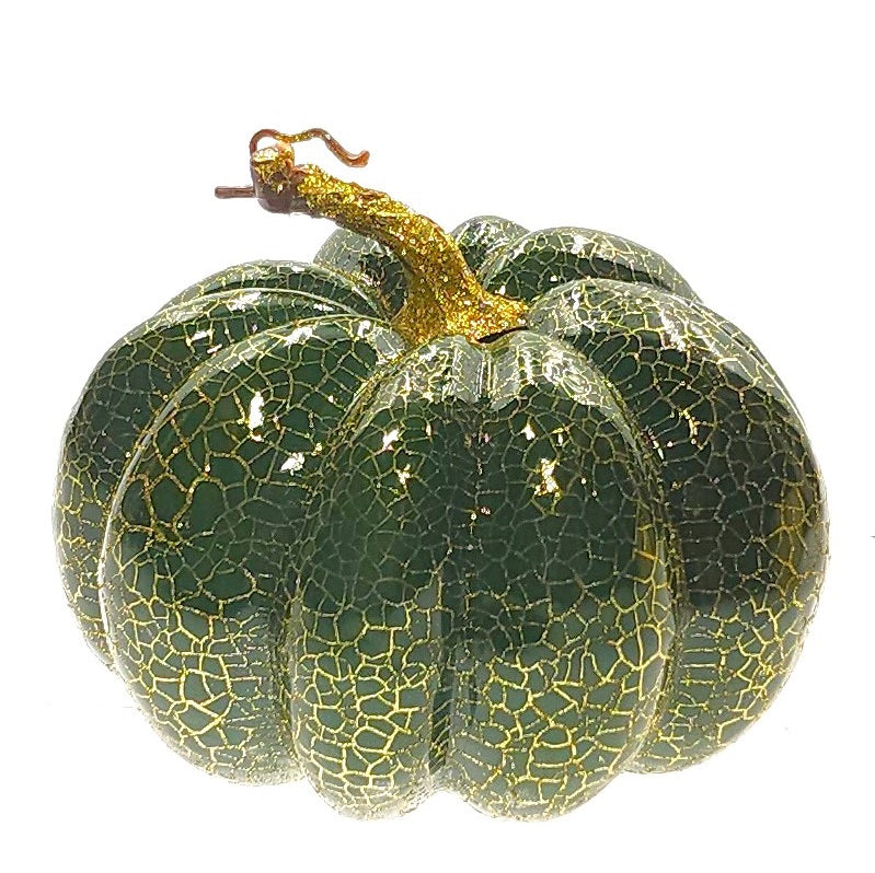Green Crackle Artificial Pumpkin - 18cm