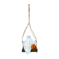 Halloween Ghost with Pumpkin on Swing - 12.3cm