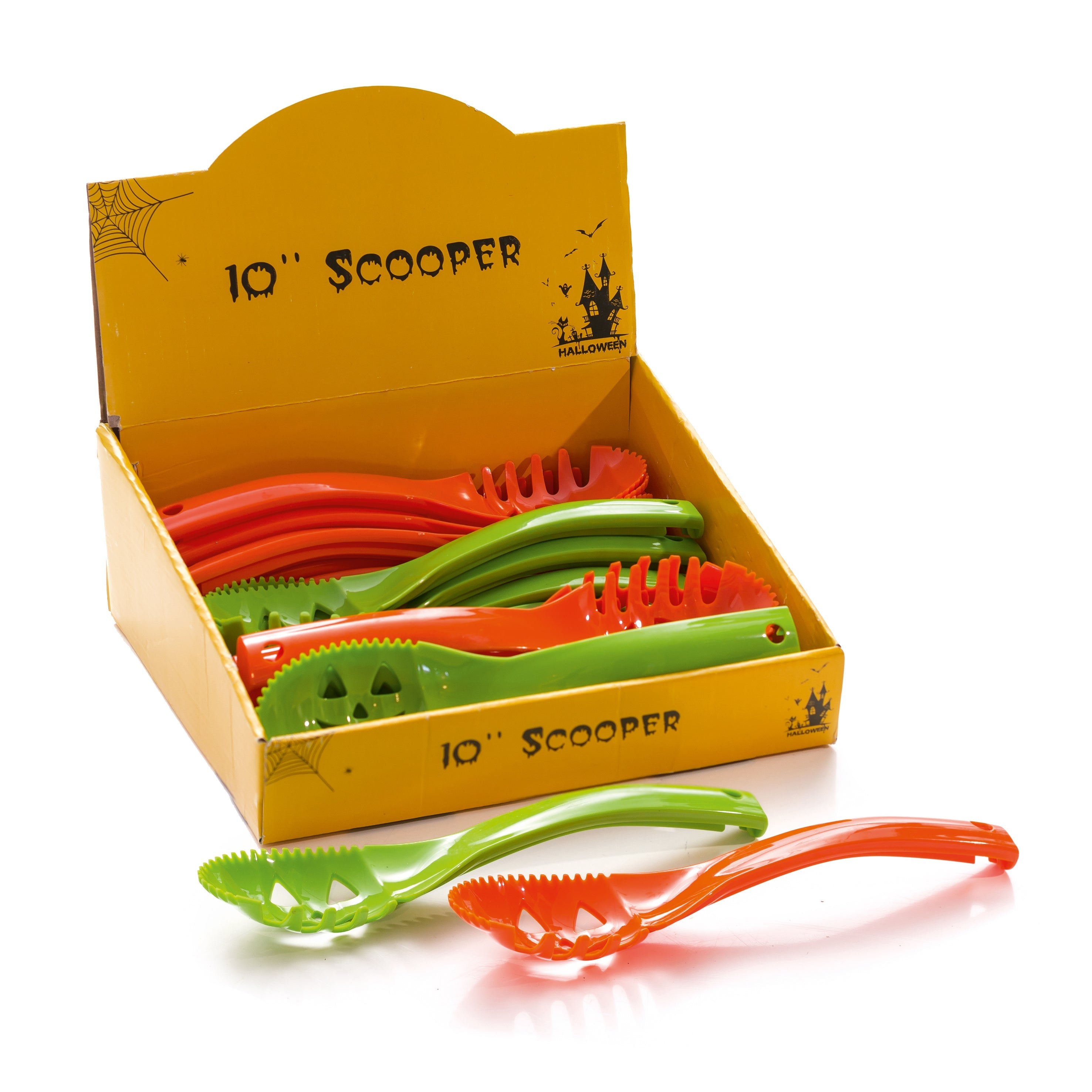 Halloween Large Pumpkin Scooper - Orange or Green - 25cm