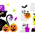 Skeleton/Black Cat Gel Window Sticker - 18cm