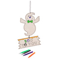 Colour Your Own Wooden Ghost and Boo Sign with 4 Pens - 20.5cm