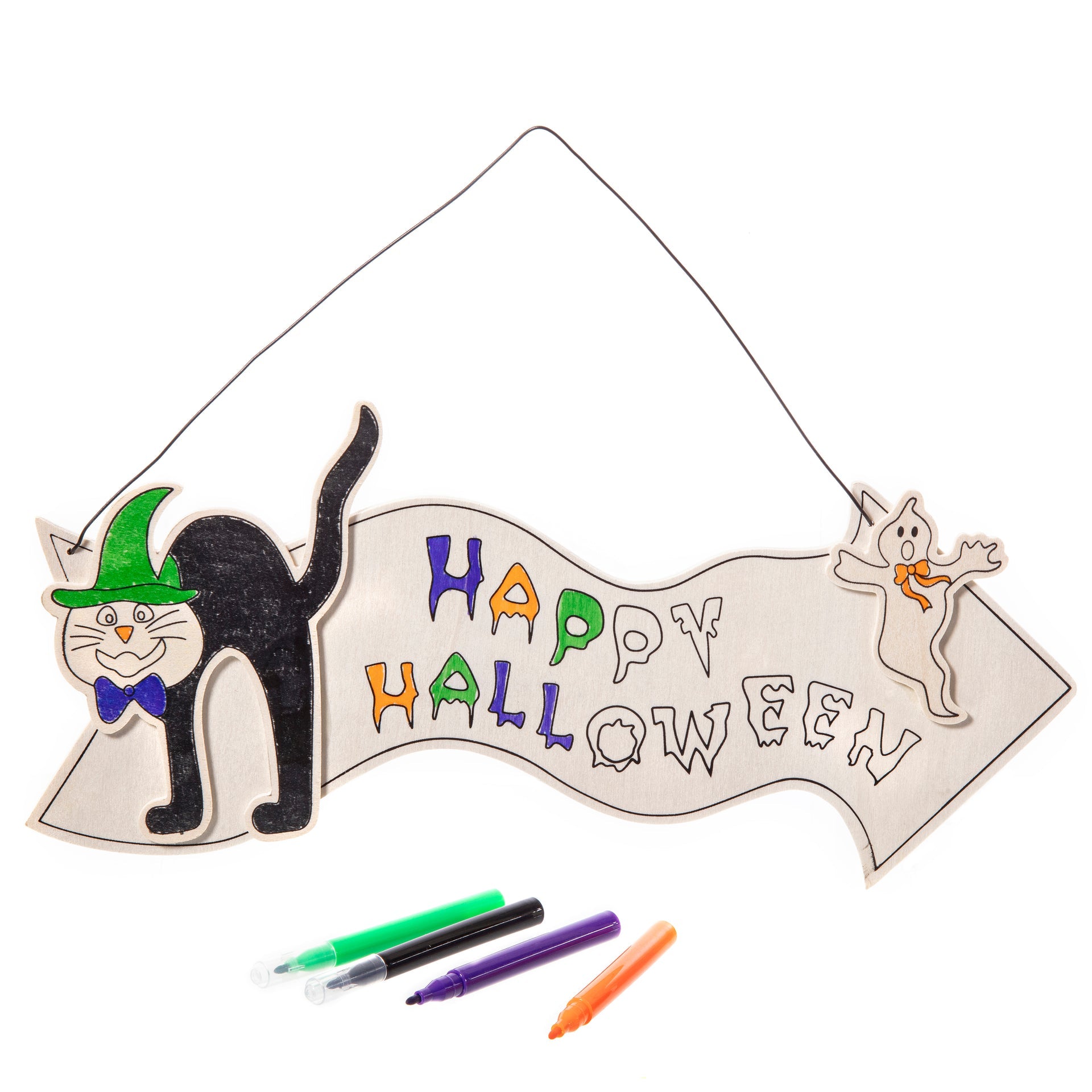 Colour Your Own Wooden Hanging Decoration with 4 Pens - 29cm