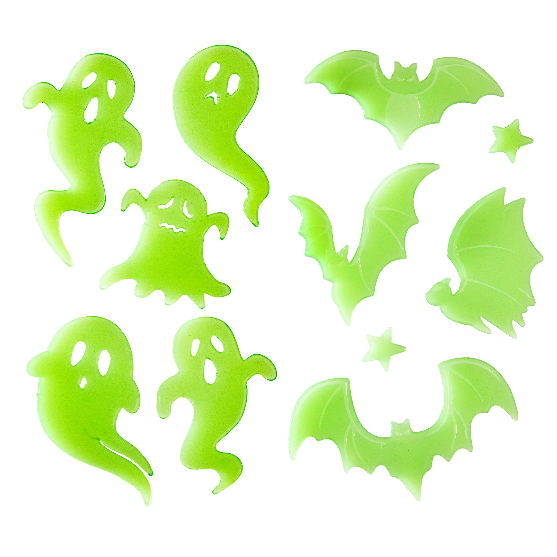 Green Halloween Gel Window Stickers - Ghosts or Bats