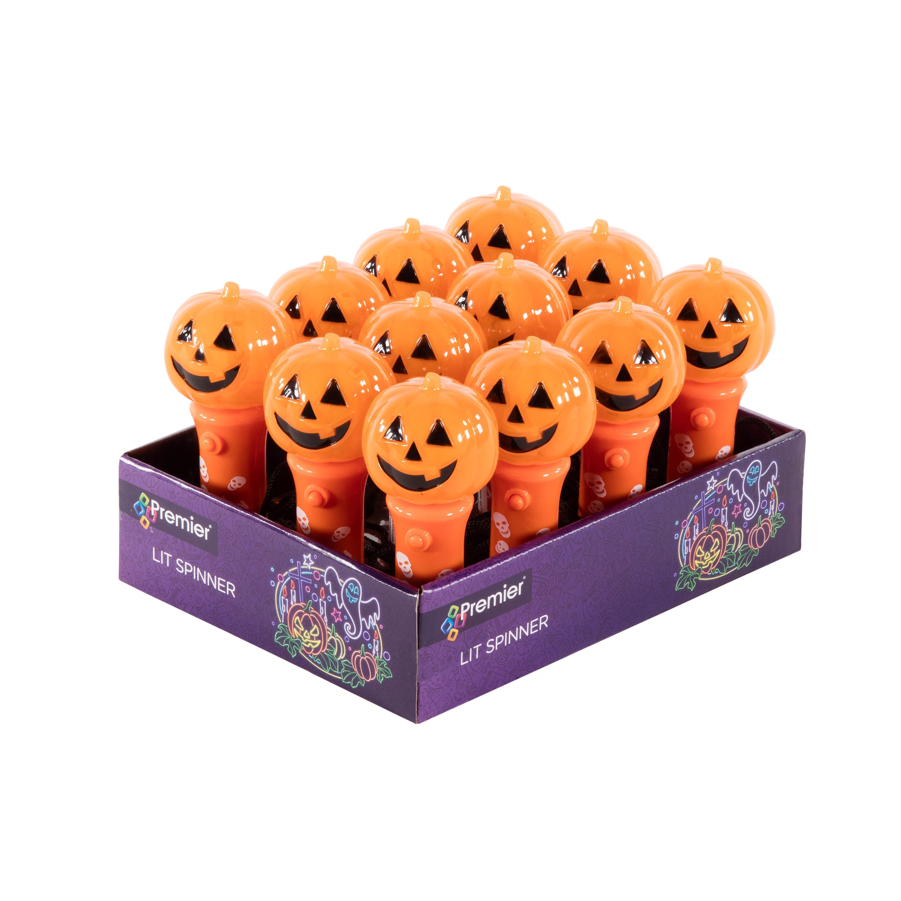 Halloween Rainbow Orange Pumpkin Spinner Mini Light with Lanyard - Single