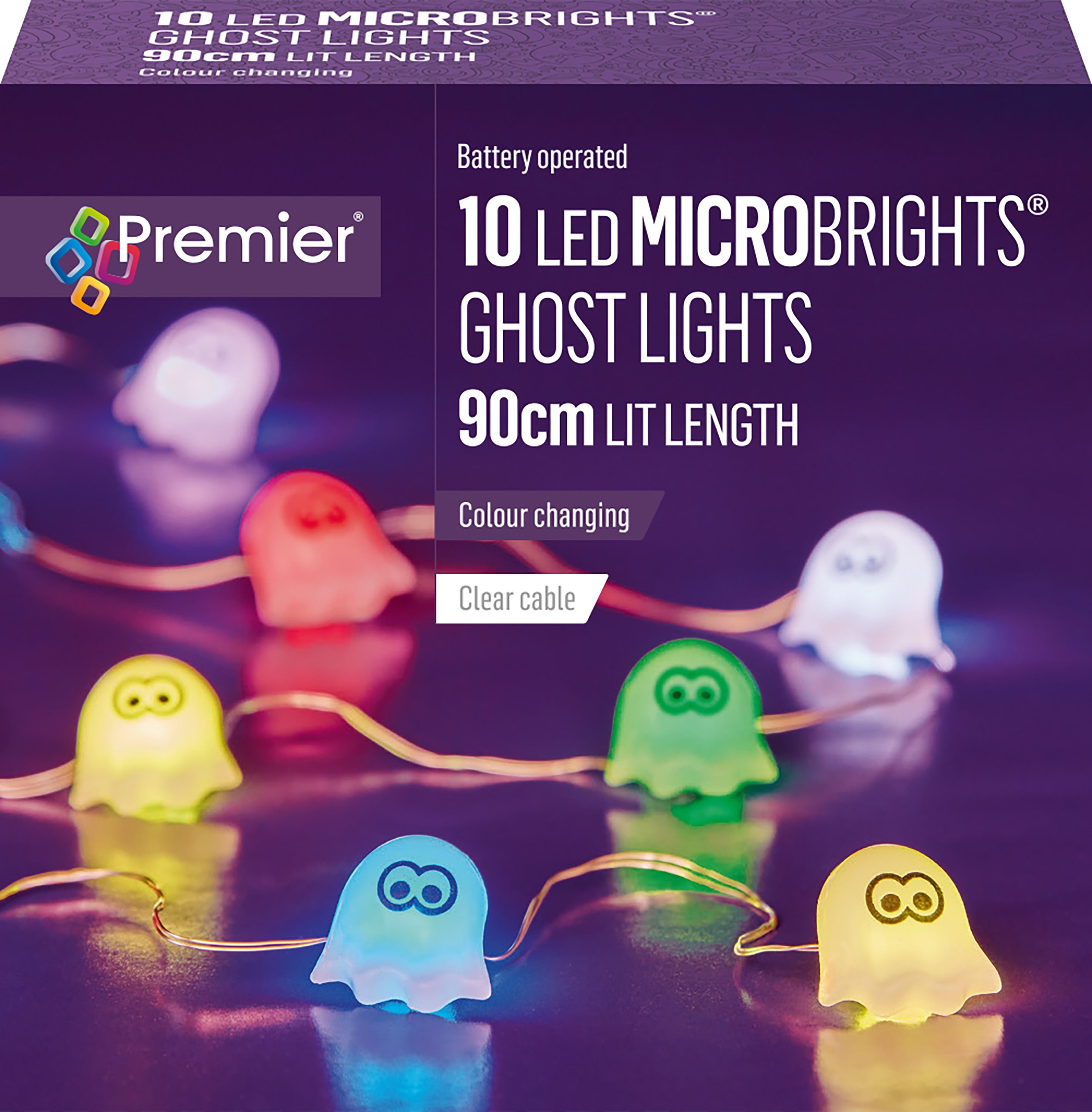 Premier Ghost Pin Wire Lights with 10 Colour Changing LEDs Battery Operated