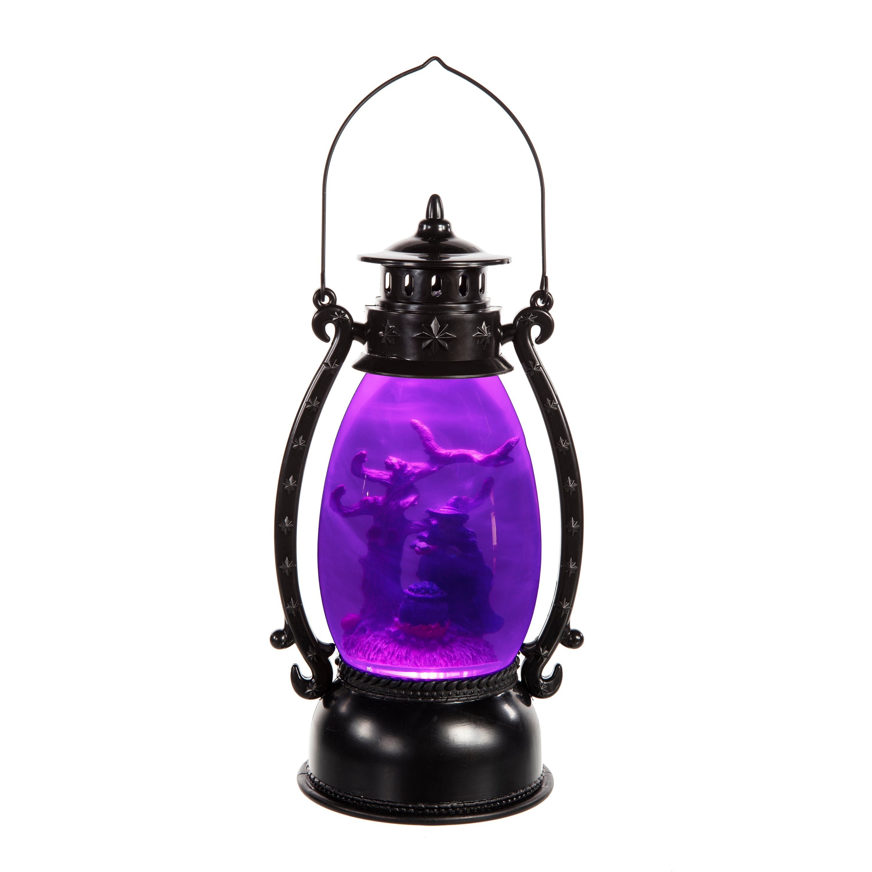 Lit Fog Effect Lantern with Witch Scene - Battery Operated - 26cm