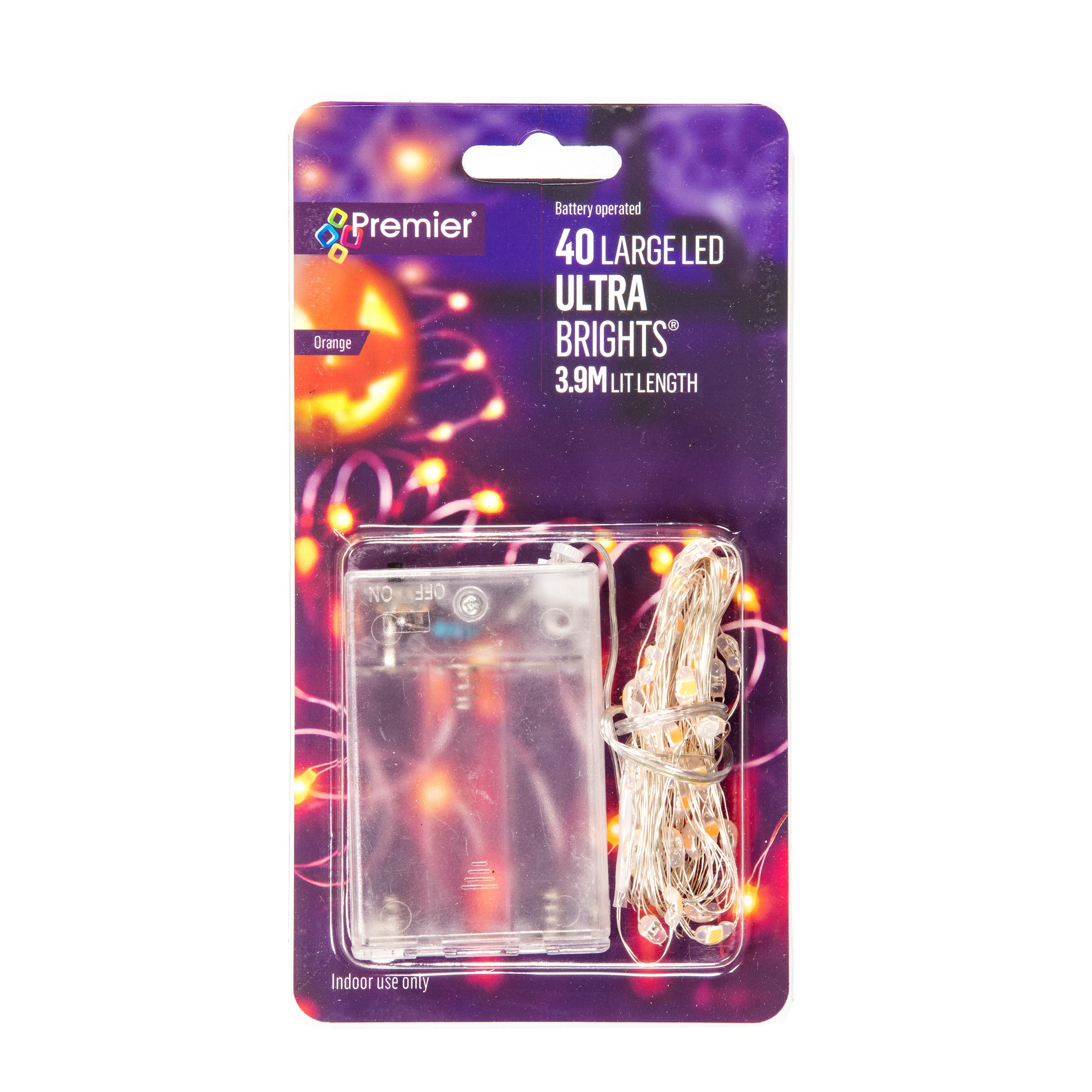 Premier Halloween Orange UltraBright LED Battery Lights - Set of 40