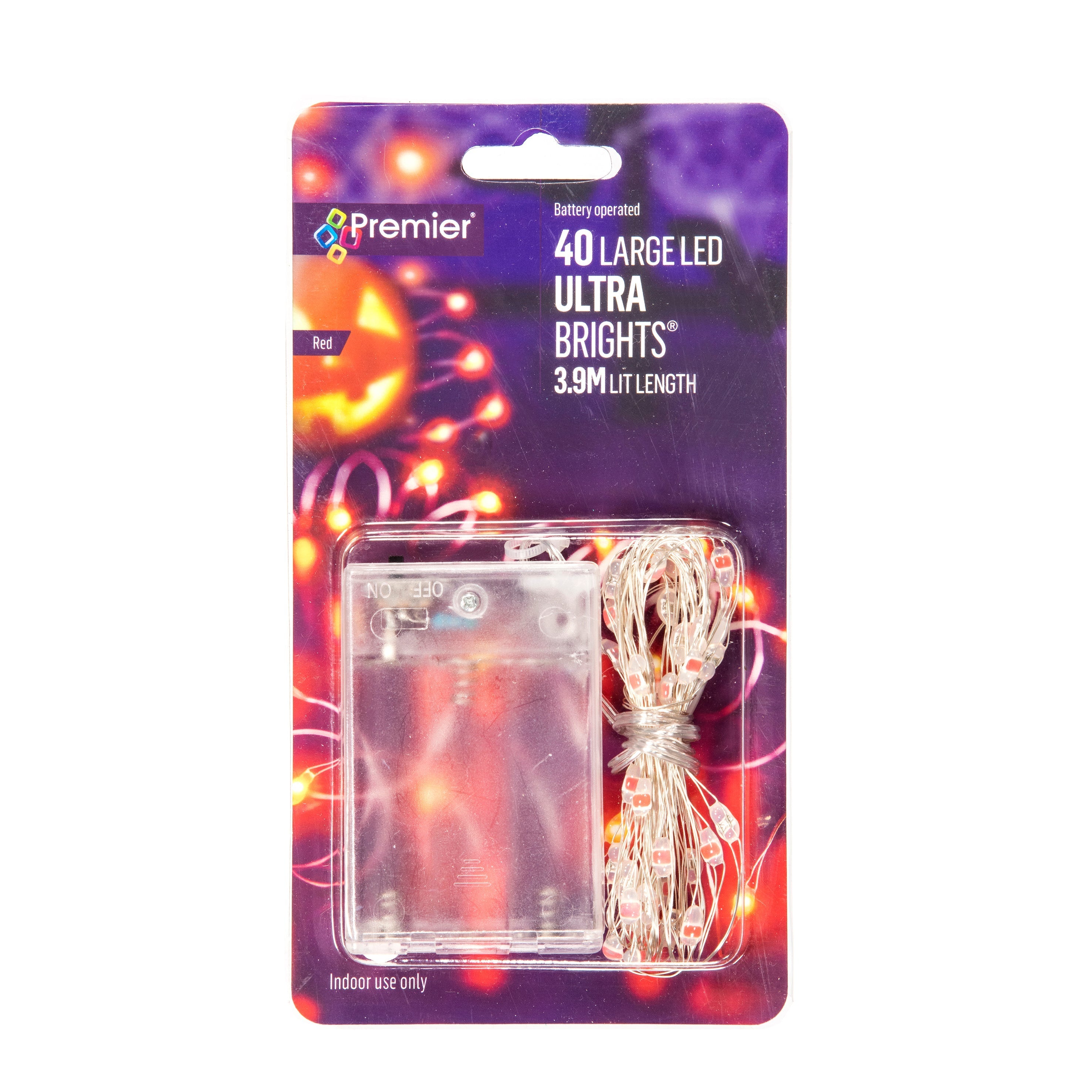 Premier Halloween Red UltraBright LED Battery Lights - Set of 40