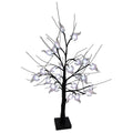 Halloween Lit Black Twig Tree with Ghosts and 24 Battery Operated White LEDs and Timer 60cm