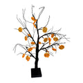Halloween Lit Black Twig Tree with Pumpkins and 24 White Battery Operated LEDs and Timer 60cm