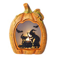 Battery Operated Tabletop Pumpkin Witch with LED Flame - 32.5cm