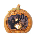 Battery Operated Tabletop Pumpkin Ghost with LED Flame - 28cm