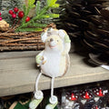 Sage Green Snowy Hedgehog Ornament with Dangly Legs