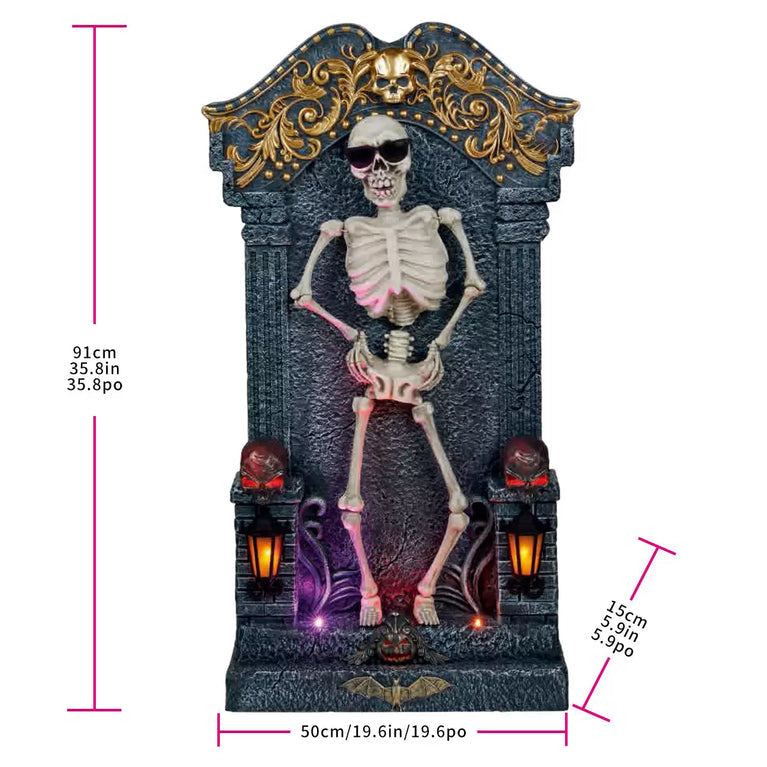 Halloween Animated Dancing Skeleton Tombstone with Music & Lights
