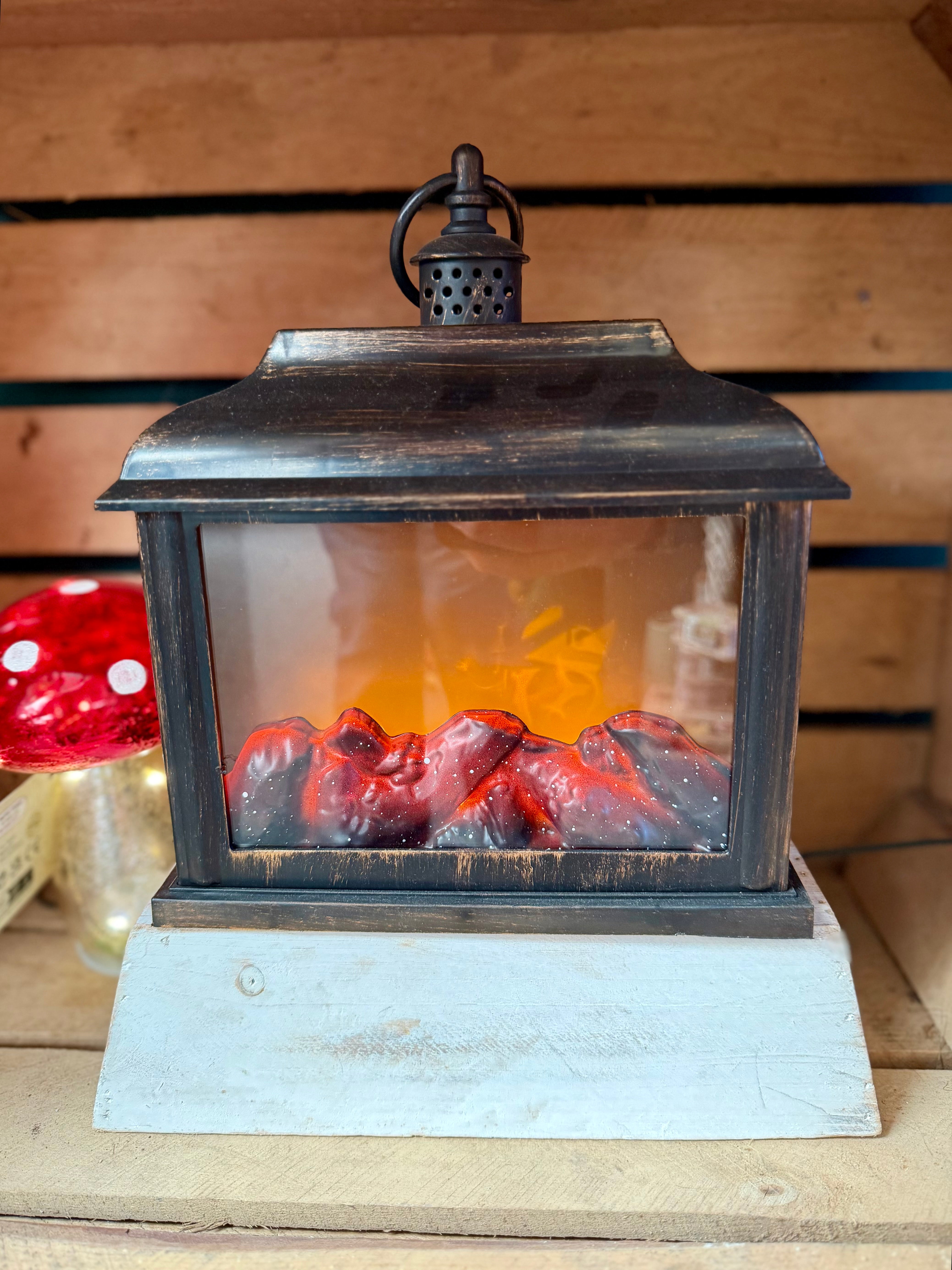 Special Offer Brush Effect Fireplace Lantern - Battery Operated