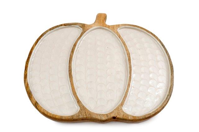 White Wooden Pumpkin Platter