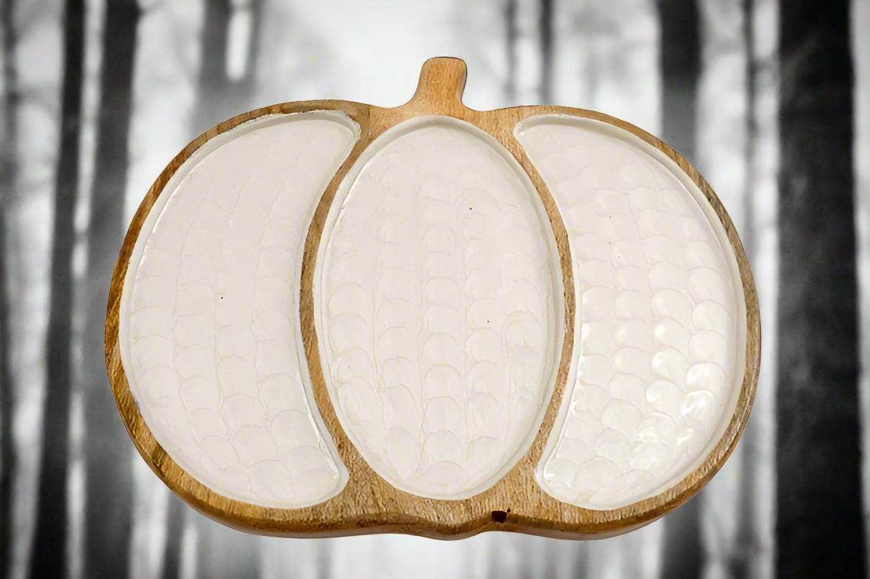 White Wooden Pumpkin Platter