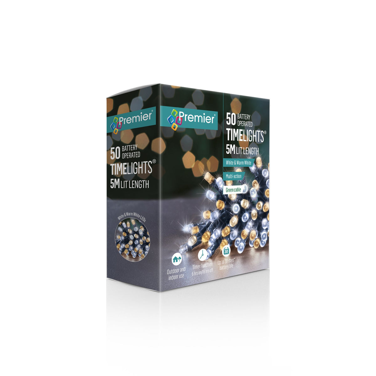 Battery Operated Multi Action White & Warm White Mix Coloured LED Timelights