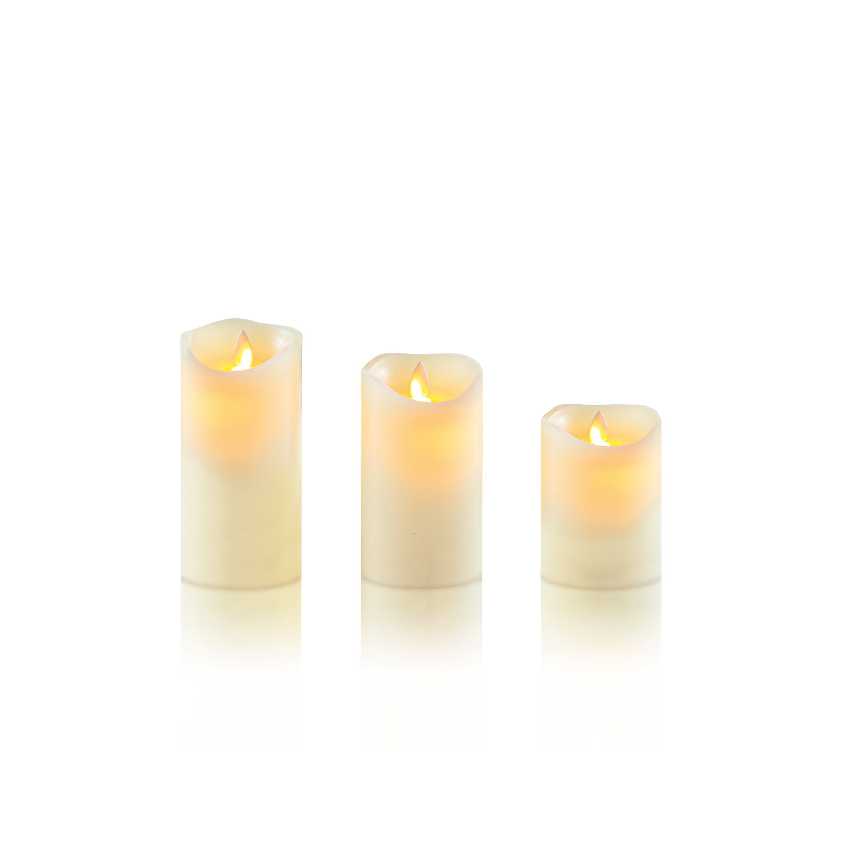 Special Offer Set of 3 Dancing Flame Candles Cream with Timer