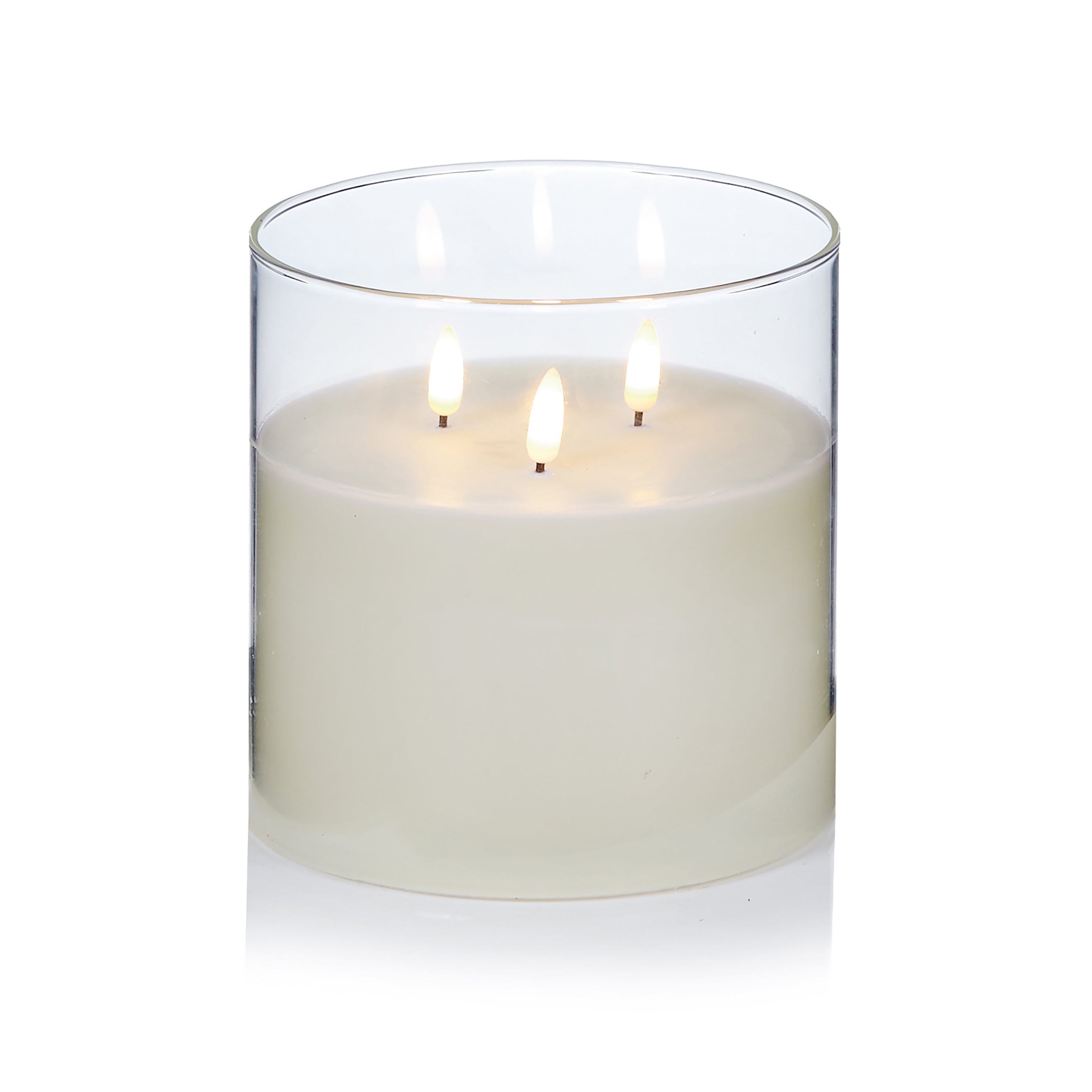 Special Offer Large Triple Flame Clear Glass Candle LED