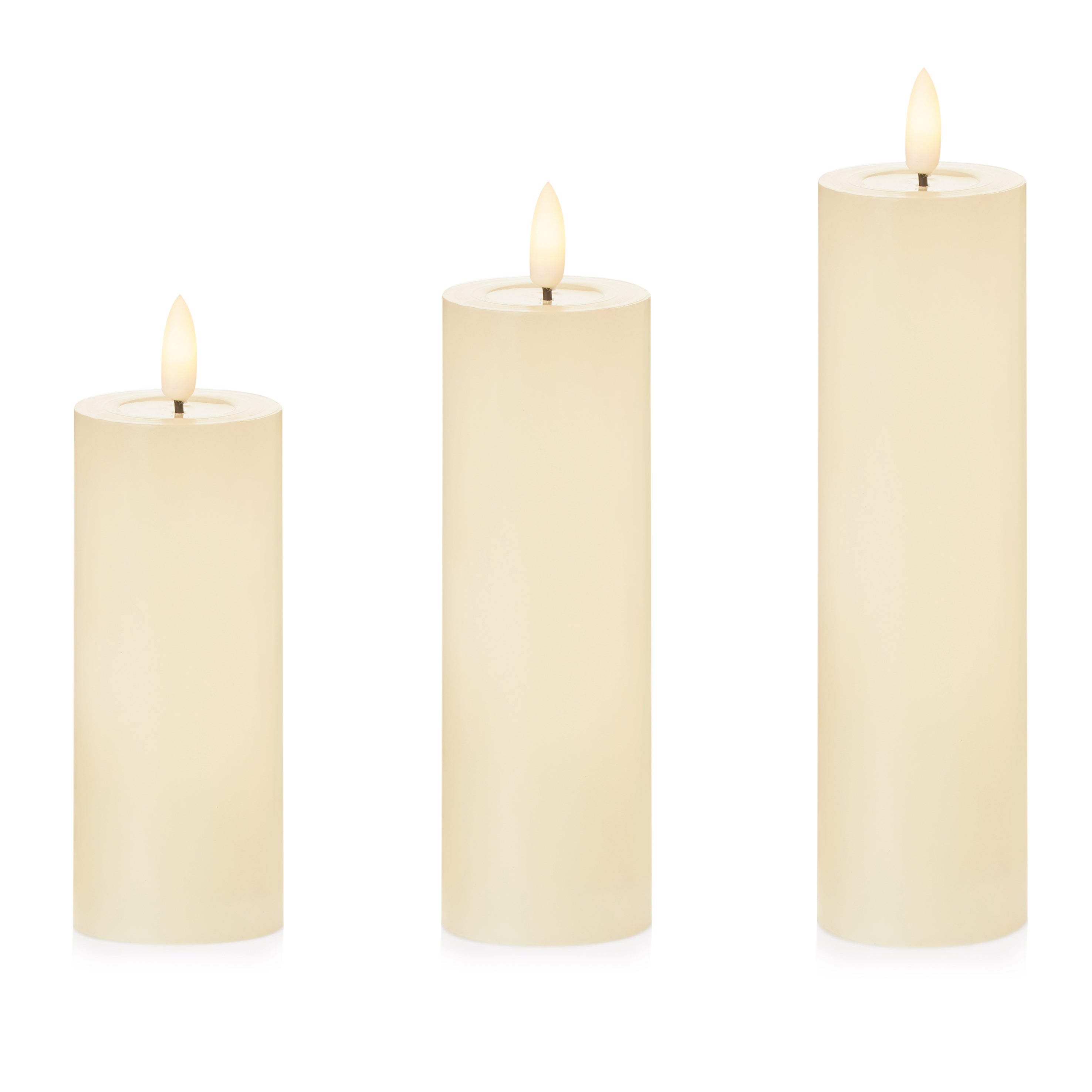 Set of 3 Cream Flicker Wax Candle Battery Operated
