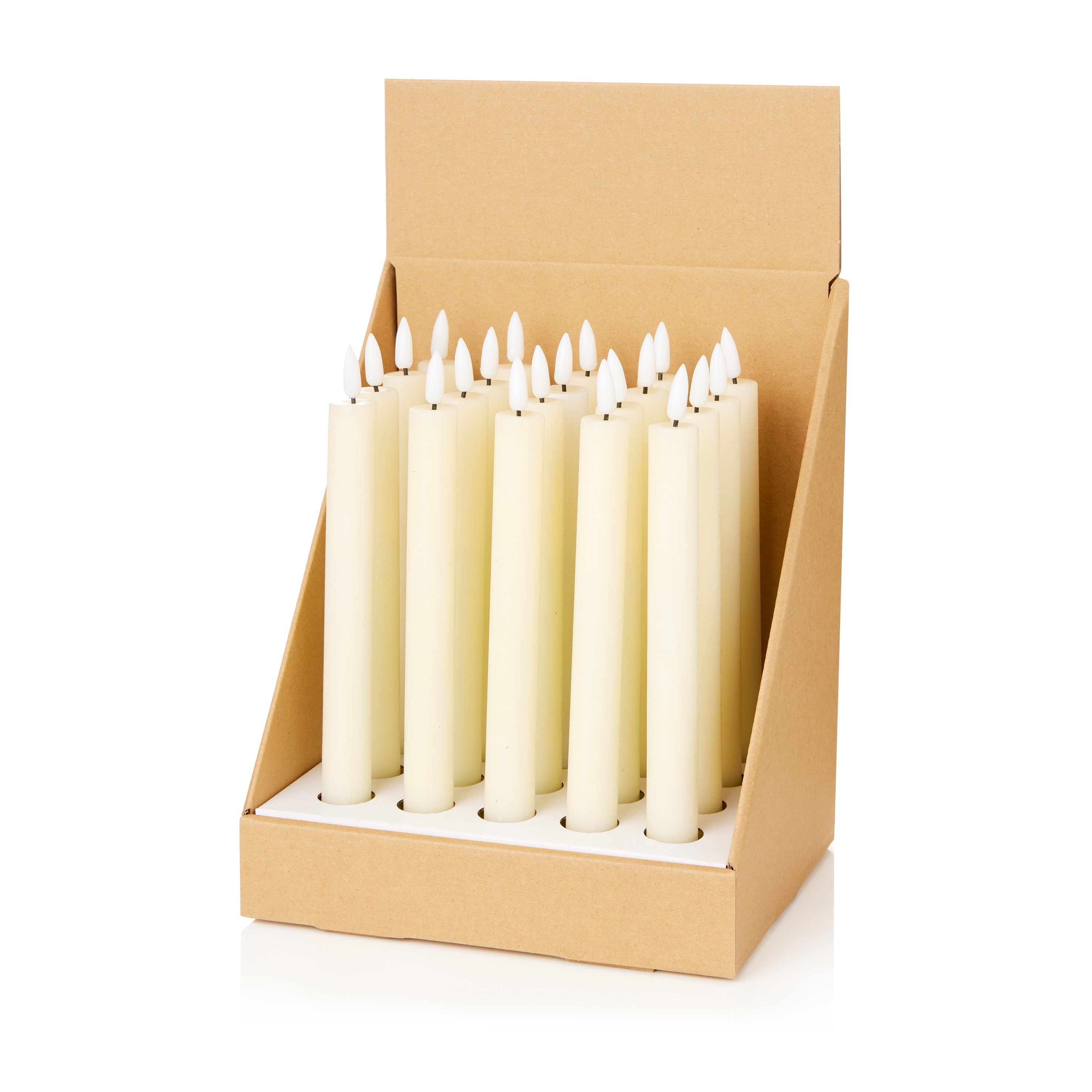 Battery Operated Cream Wax Taper Candle with FlickaBright Flame 22cm