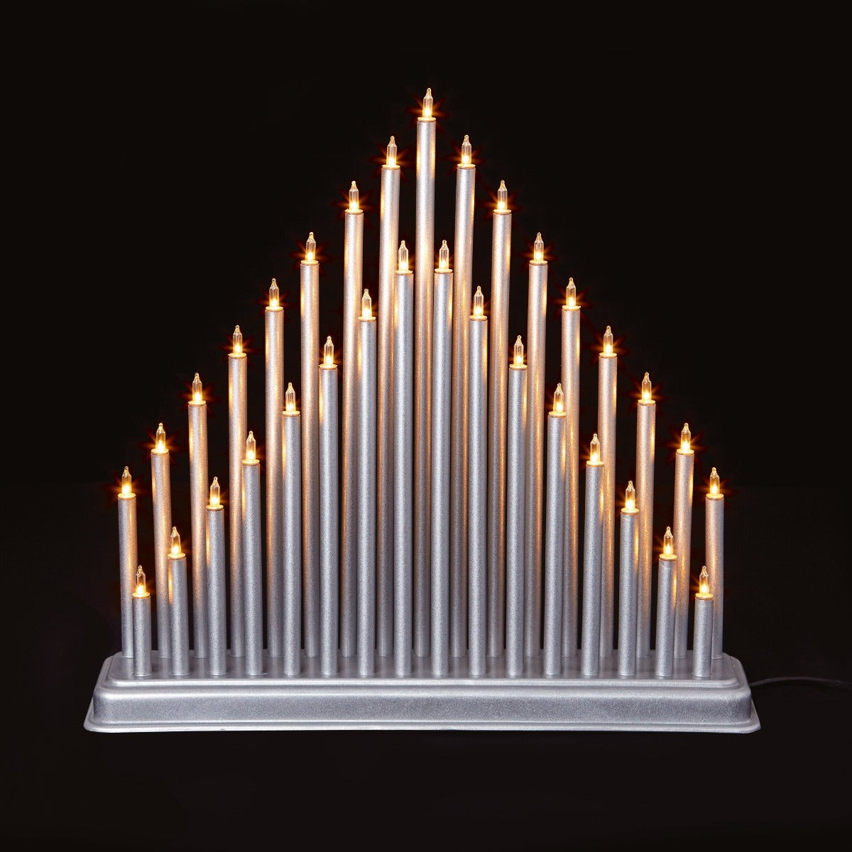 Premier Warm White Modern Candle Bridge Tower / Candle Arch Silver - 34cm