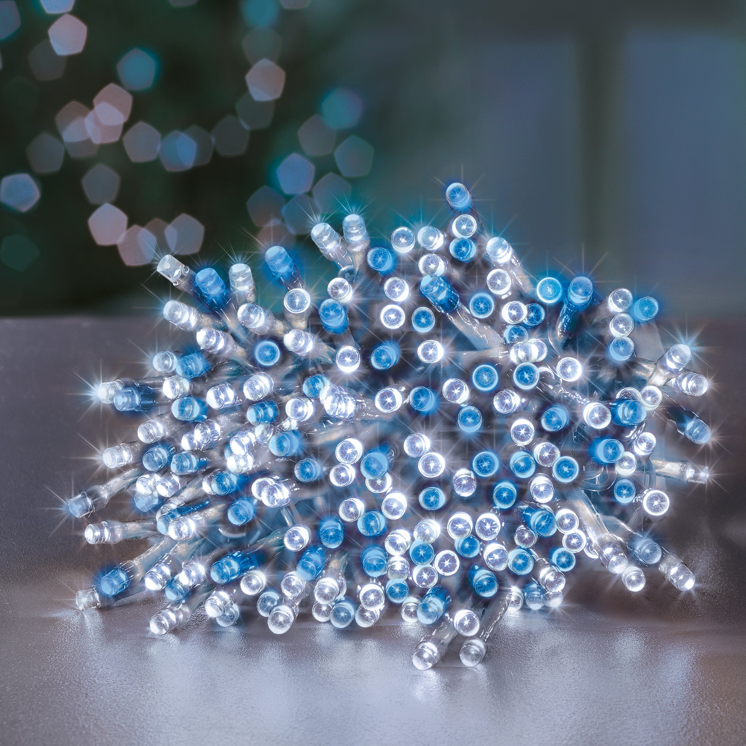 Premier 200 Blue & White LED Multi Action SupaBrights with Clear Cable and Timer