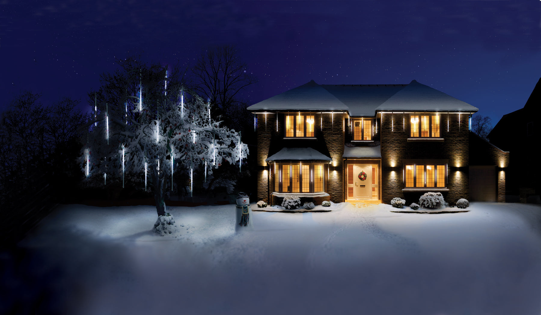Premier Set of 5 Cold/Cool White LED Snowing Shower Lights 50cm with 150 LEDs
